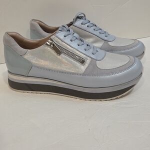 Elegant Light Blue Women's Sneakers with Zipper Detail